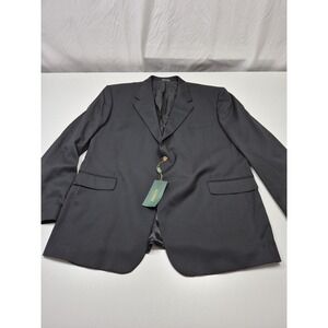 Zanieri Blazer Mens 52 Black Wool 2 Button Single-Breasted Notch Lapel Italy
